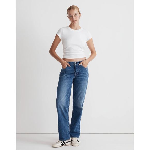 Madewell Women's Blue Low-Slung Straight Leg Denim Jeans Size 32T‎ - Picture 1 of 11